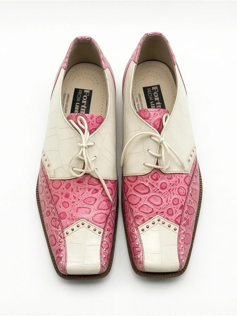 Men’s Pink and Cream Leather Oxford Shoes Size 11